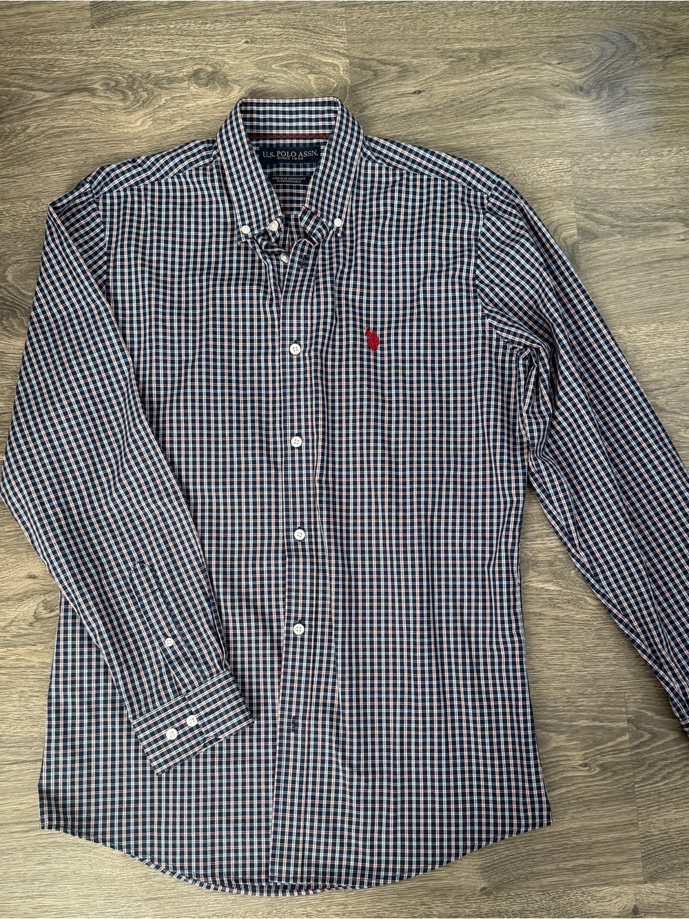 U.S. Polo Assn. Men’s Navy & White Check Button-Down Shirt